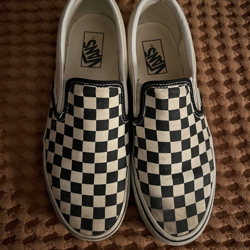 Vans platform Black and White Checkerboard Slip-Ons